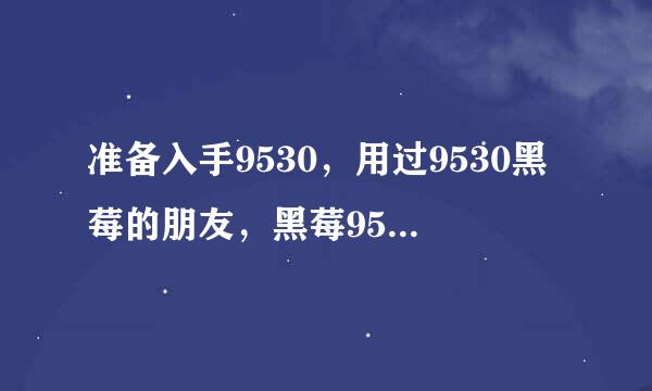 准备入手9530，用过9530黑莓的朋友，黑莓9530怎么样？