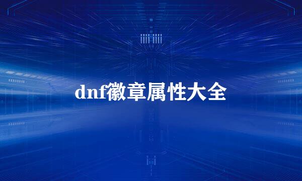 dnf徽章属性大全