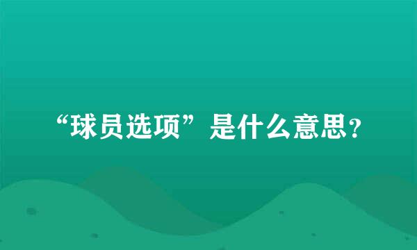 “球员选项”是什么意思？