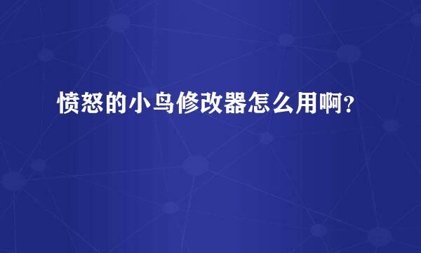 愤怒的小鸟修改器怎么用啊？