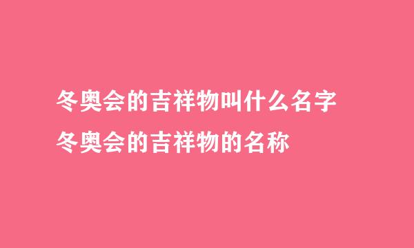 冬奥会的吉祥物叫什么名字 冬奥会的吉祥物的名称