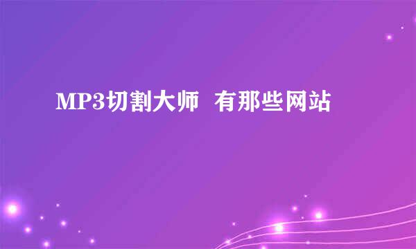 MP3切割大师  有那些网站