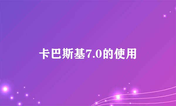 卡巴斯基7.0的使用