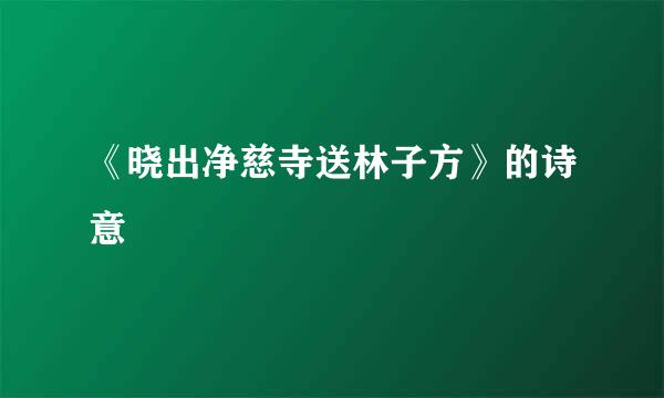 《晓出净慈寺送林子方》的诗意