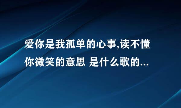 爱你是我孤单的心事,读不懂你微笑的意思 是什么歌的歌词啊?