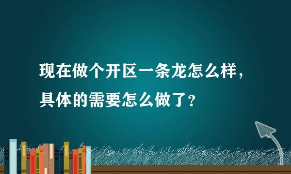 现在做个开区一条龙怎么样，具体的需要怎么做了？