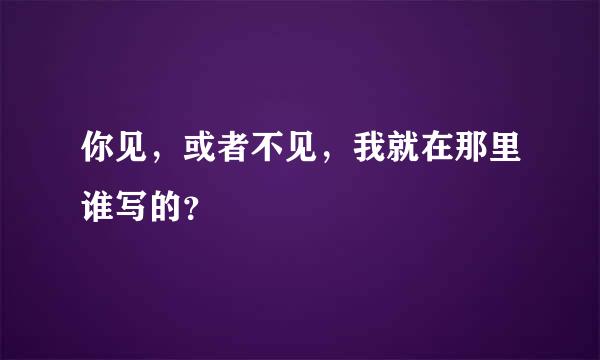 你见，或者不见，我就在那里谁写的？