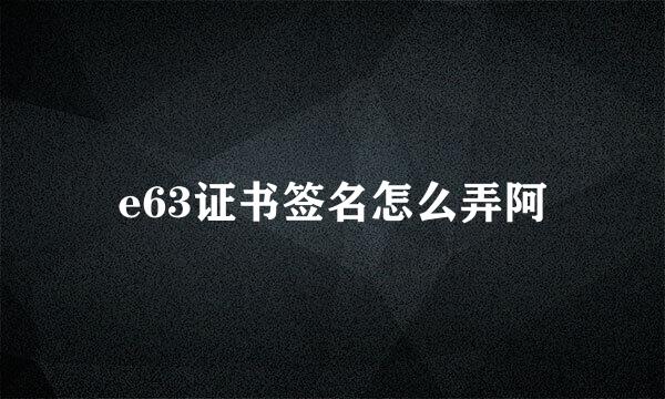 e63证书签名怎么弄阿