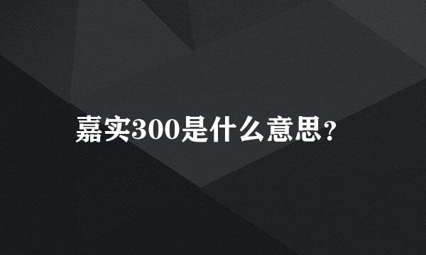 嘉实300是什么意思？