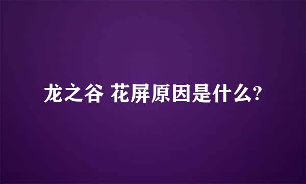 龙之谷 花屏原因是什么?