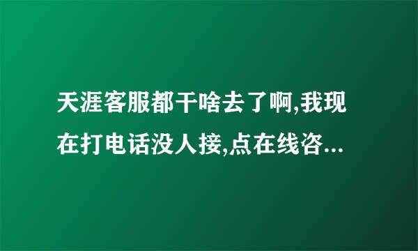 天涯客服都干啥去了啊,我现在打电话没人接,点在线咨询吧,无限空白页啊