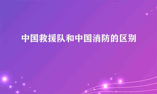 中国救援队和中国消防的区别