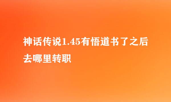 神话传说1.45有悟道书了之后去哪里转职