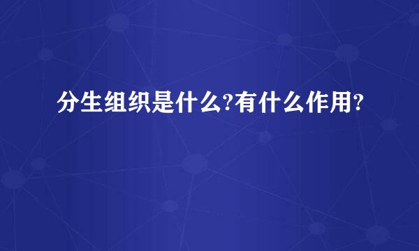 分生组织是什么?有什么作用?