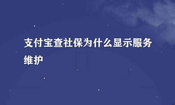 支付宝查社保为什么显示服务维护