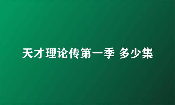 天才理论传第一季 多少集