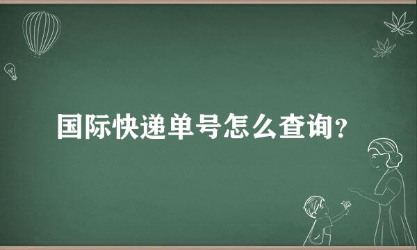 国际快递单号怎么查询？