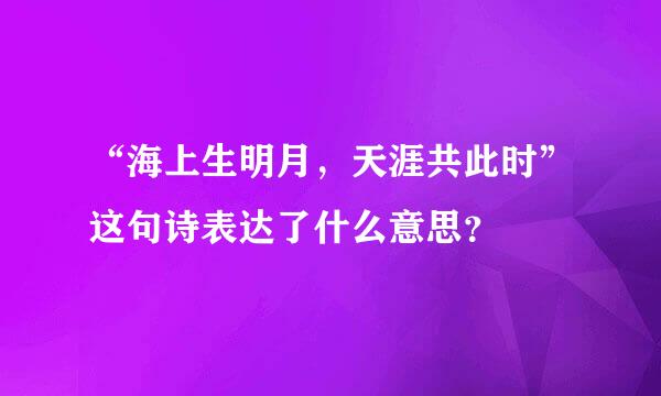 “海上生明月，天涯共此时”这句诗表达了什么意思？