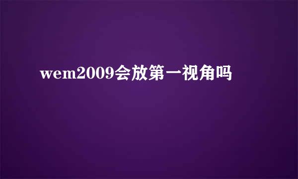 wem2009会放第一视角吗