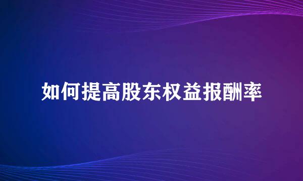 如何提高股东权益报酬率