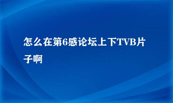 怎么在第6感论坛上下TVB片子啊