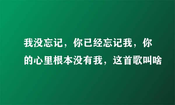 我没忘记，你已经忘记我，你的心里根本没有我，这首歌叫啥