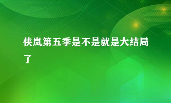 侠岚第五季是不是就是大结局了