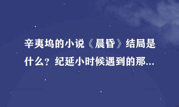 辛夷坞的小说《晨昏》结局是什么？纪延小时候遇到的那个小女孩到底是止怡还是止安？