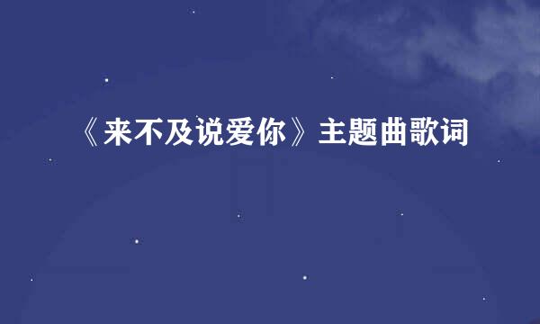 《来不及说爱你》主题曲歌词