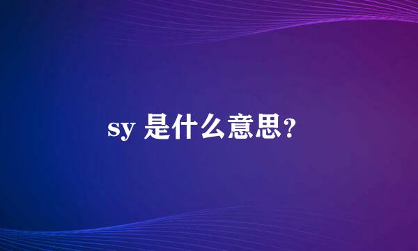 sy 是什么意思？