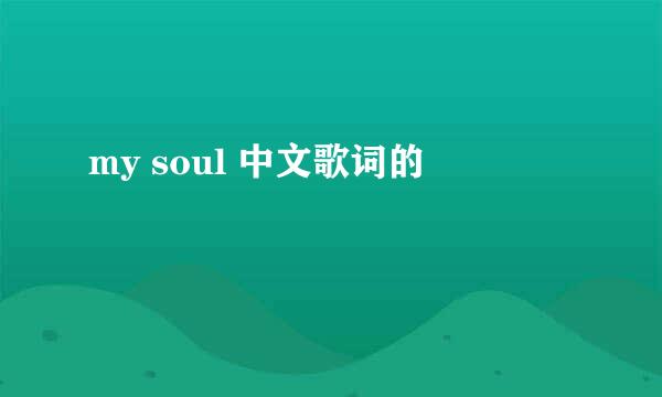 my soul 中文歌词的