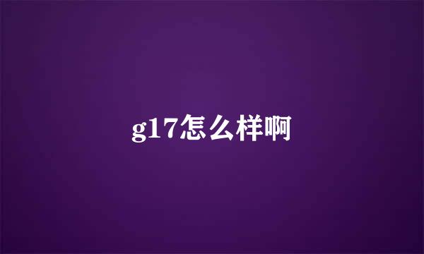 g17怎么样啊