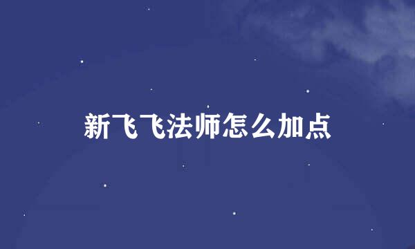 新飞飞法师怎么加点