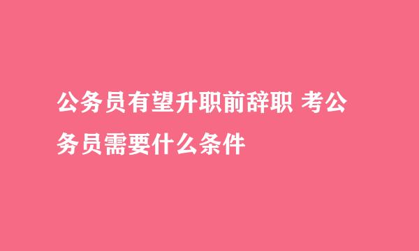 公务员有望升职前辞职 考公务员需要什么条件