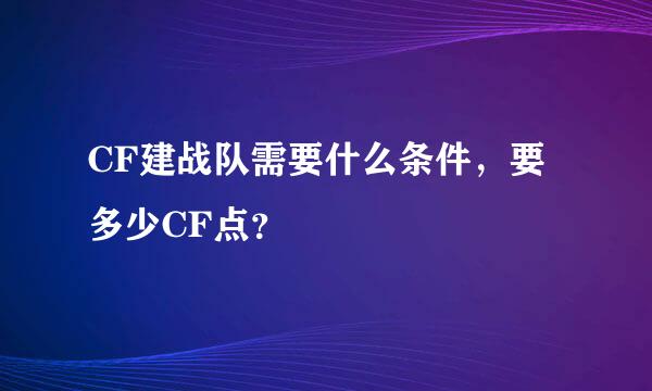 CF建战队需要什么条件，要多少CF点？