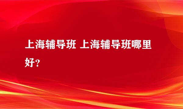 上海辅导班 上海辅导班哪里好？