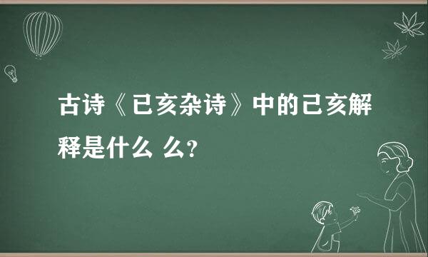 古诗《已亥杂诗》中的己亥解释是什么 么？