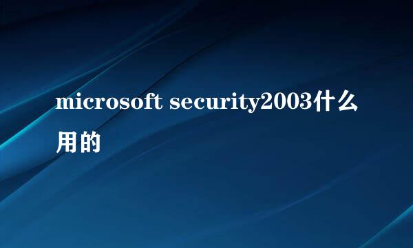 microsoft security2003什么用的