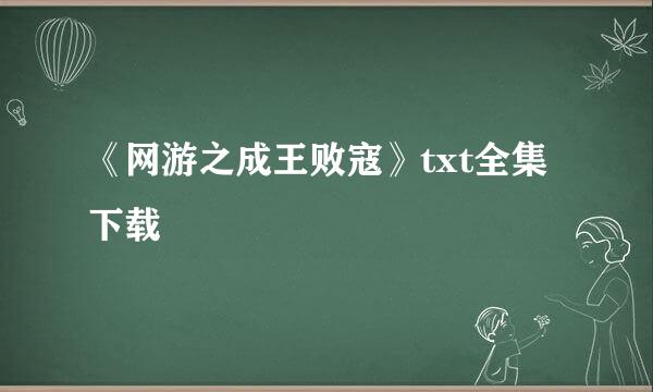 《网游之成王败寇》txt全集下载