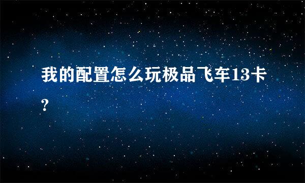 我的配置怎么玩极品飞车13卡?