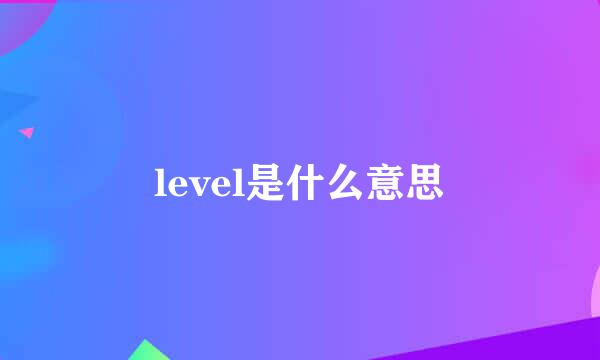 level是什么意思