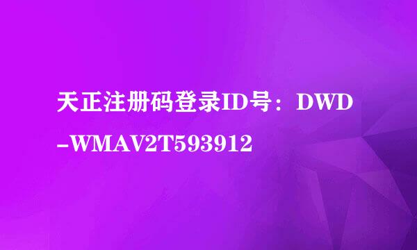 天正注册码登录ID号：DWD-WMAV2T593912