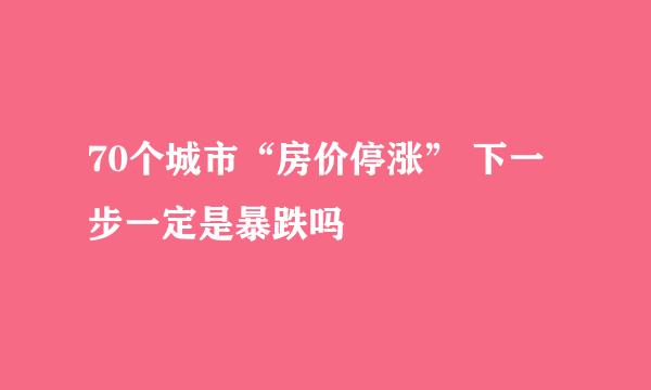 70个城市“房价停涨” 下一步一定是暴跌吗