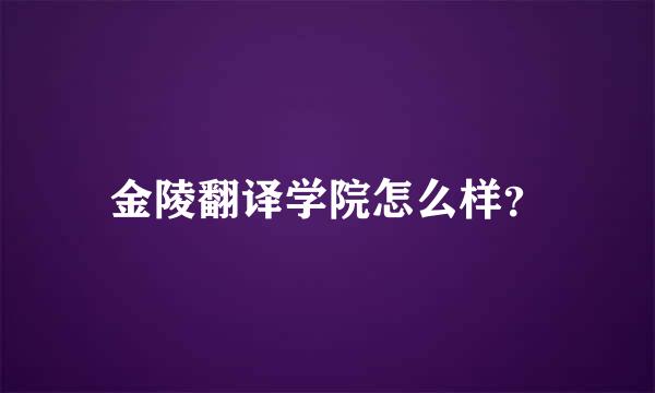 金陵翻译学院怎么样？