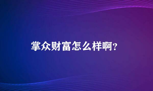 掌众财富怎么样啊？