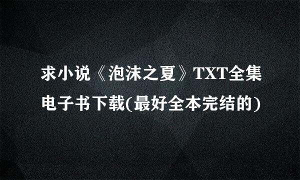 求小说《泡沫之夏》TXT全集电子书下载(最好全本完结的)