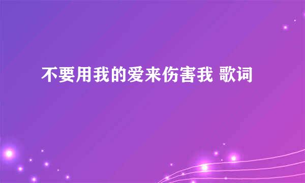 不要用我的爱来伤害我 歌词