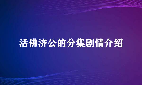 活佛济公的分集剧情介绍