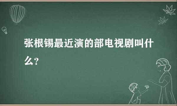 张根锡最近演的部电视剧叫什么？