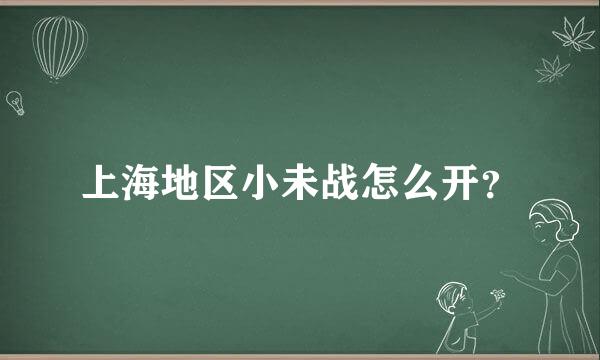 上海地区小未战怎么开？